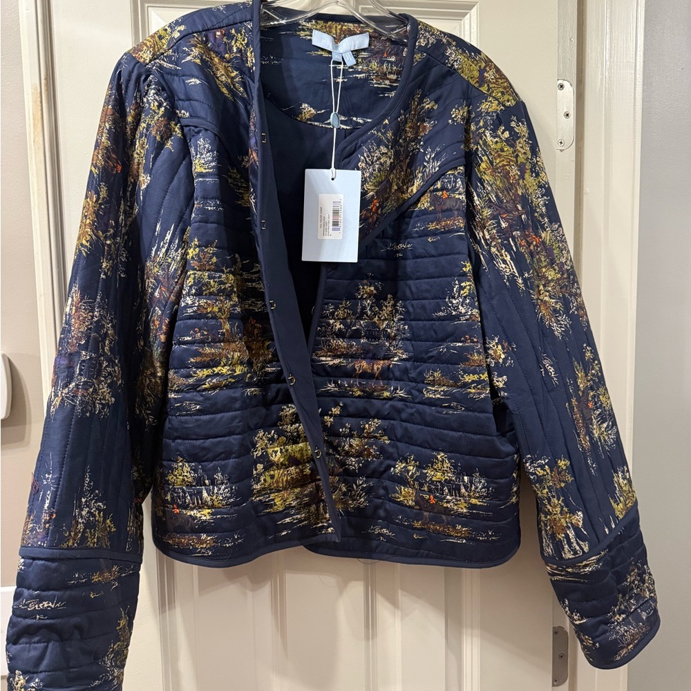 NWT Hill House Amari Quilted Jacket. Size XL. Equestrian toile print